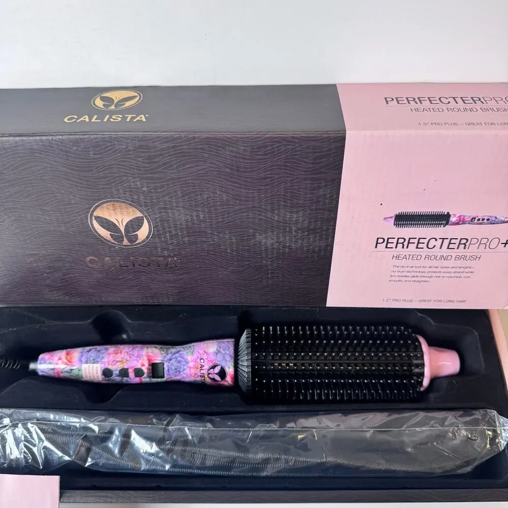 Calista Perfecter Pro+ Heated Round Brush 1.5” Floral Pink Styler Hair Tool